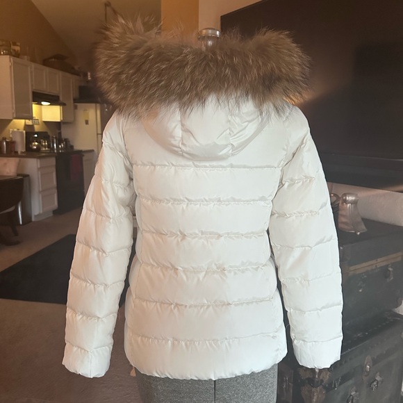 Moncler Cream Puffer Jacket with Brown Faux Fur Hood - Picture 4 of 9